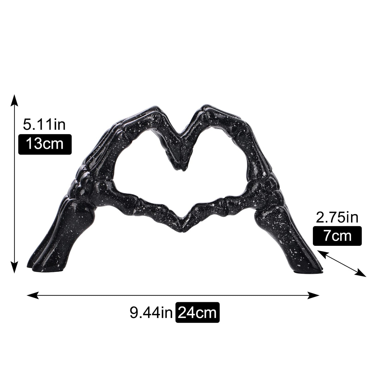 LCCCK Black Hand Gesture Desk Statues Love Ornaments,Skull Couple Statue, Creative Wedding Home Desktop Decor,Heart Shape Hand Figurines for Living Room Shelf Coffee Table Centerpiece