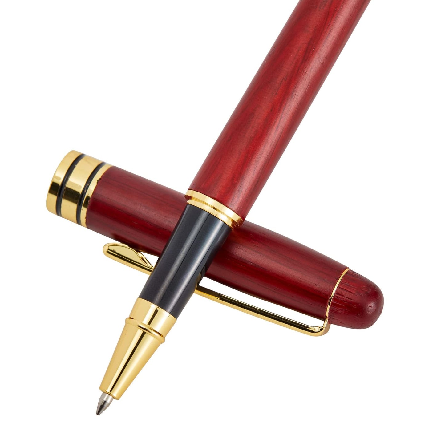 Juvale Rosewood Ballpoint Pen Set - Precision 0.7mm Smooth Writing Pens - Refillable Wood Pencil Set - Executive Business Gift - 2 Count, Brown