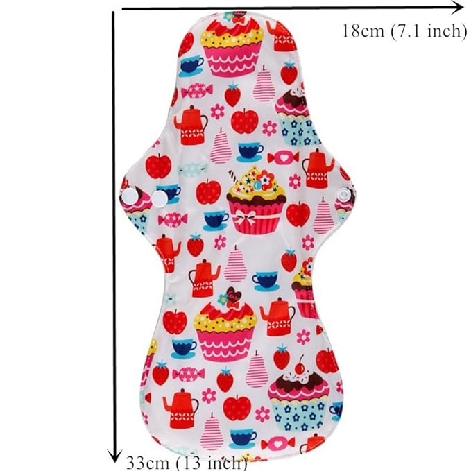 Reusable Waterproof Bamboo Charcoal Menstrual Pad Sets - Panty Liner Regular Flow Heavy Flow (5 Count)