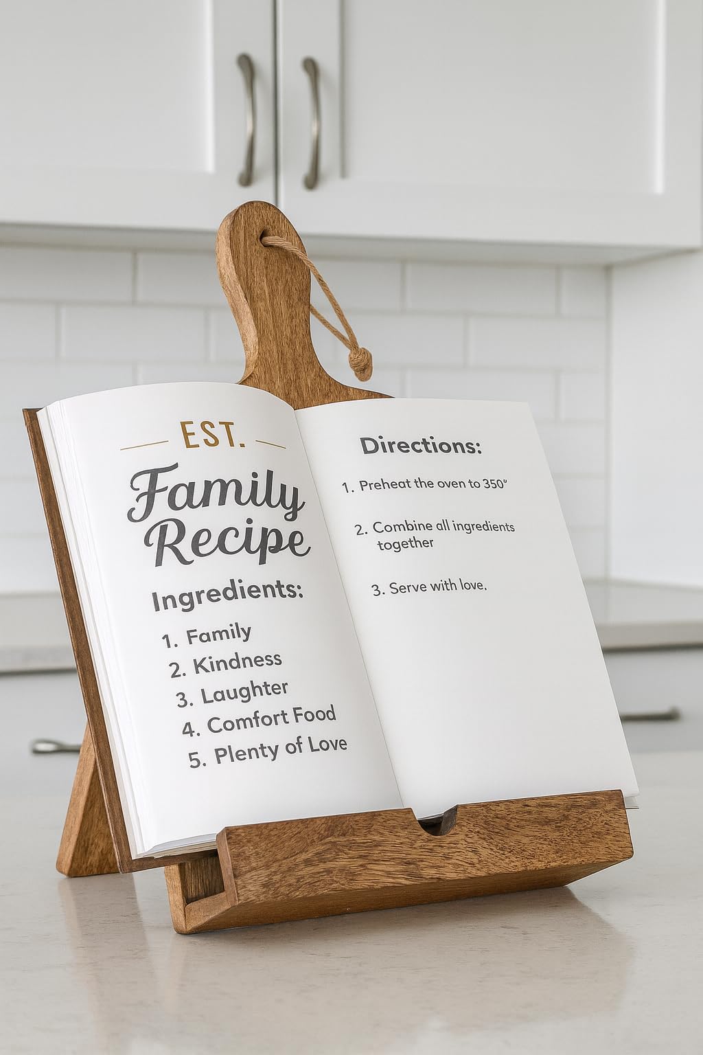 Wedding Gifts Solid Wood Cookbook Stand for Kitchen Counter Recipie Book Holder for Cooking, Chopping Board Style Foldable and Holder for Tablets and Cookbooks (Brown) Cooking Gifts