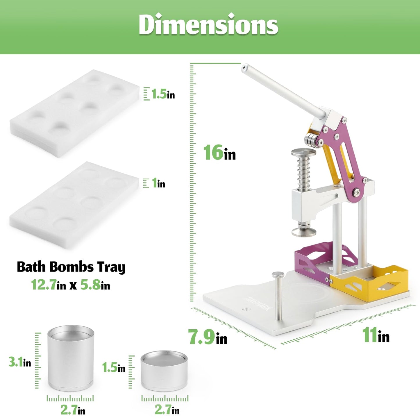 Bath Bomb Press Machine Easy Demolding Design Includes Premium Aluminum Bath Bombs Molds Home DIY Bath Bomb Making Kits for Shower Steamers and Shampoo Bars