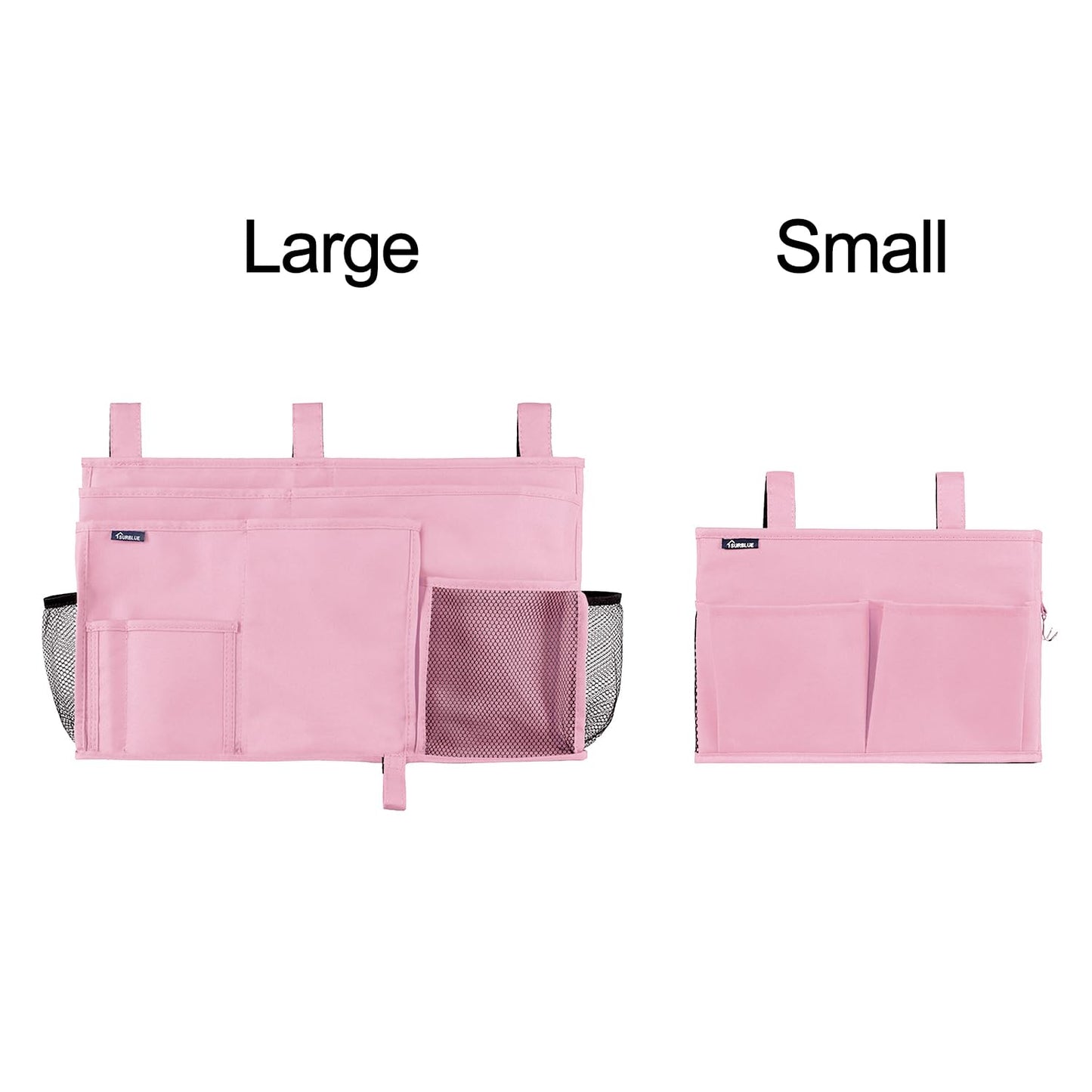 Surblue Caddy Hanging Organizer Bedside Storage Bag for Bunk and Hospital Beds, Pink, Small