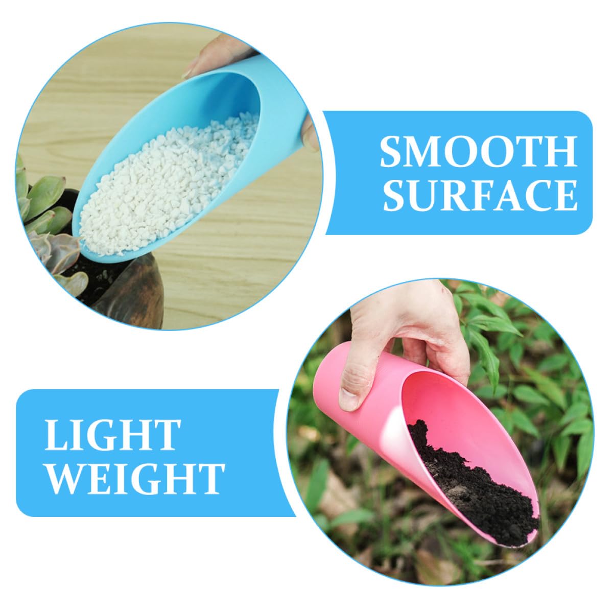 DEARMAMY 5pcs Plastic Soil Scoops Gardening Cups for Succulent Planting, Lightweight Reusable Garden Soil Shovels with Set for Transplanting and Potting