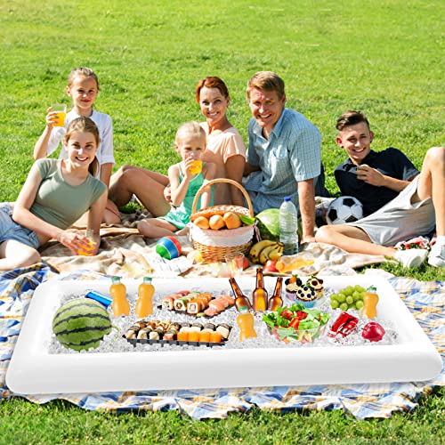 Jasonwell Inflatable Serving Bars Ice Buffet Salad Serving Trays Food Drink Holder Cooler Containers Indoor Outdoor BBQ Picnic Pool Party Supplies Luau Cooler w Drain Plug - style: 2 PCS