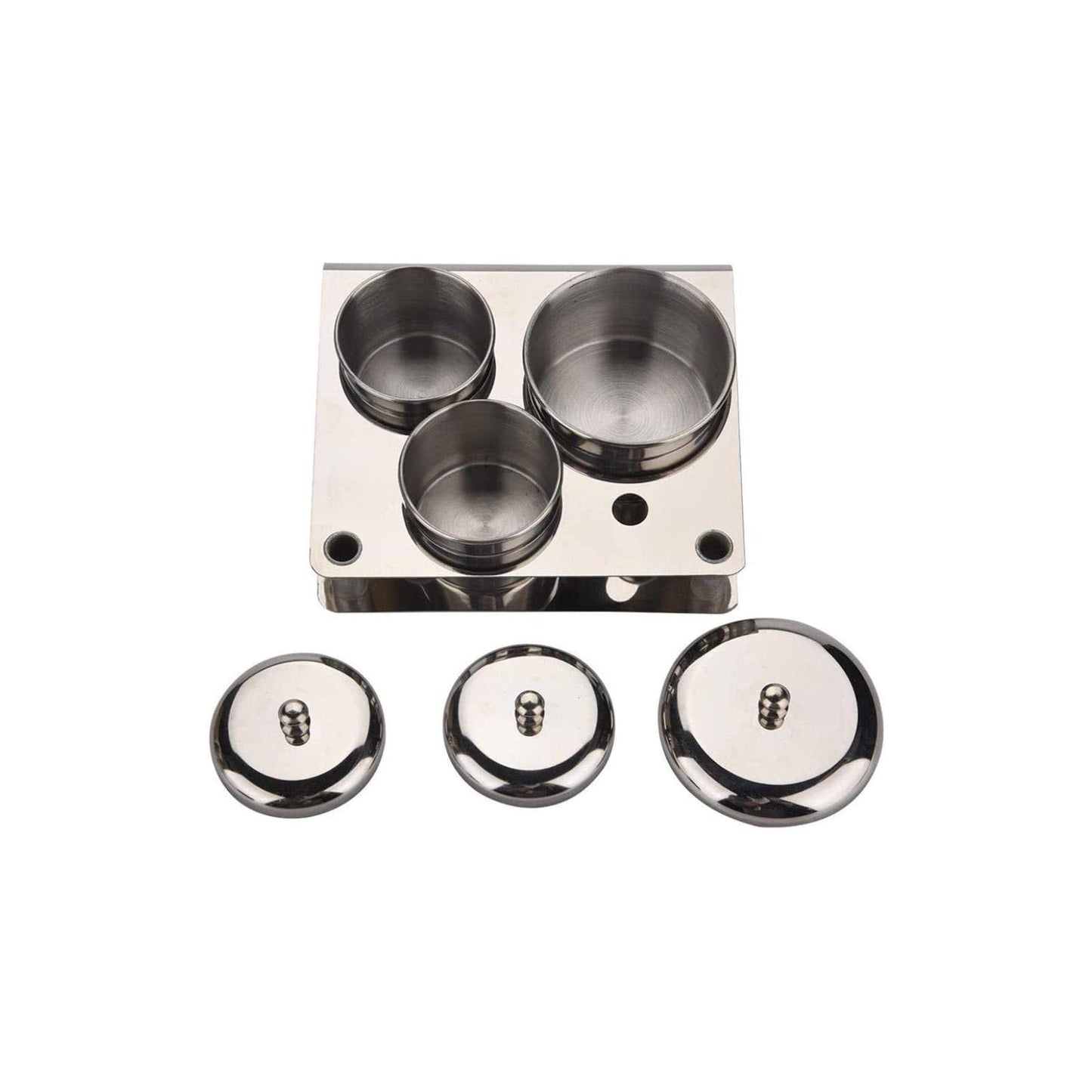 3pcs/set Nail Art Powder & Liquid Cup, Stainless Steel Acrylic Nail Tips Cup Dappen Dish Liquid Powder Holder Container