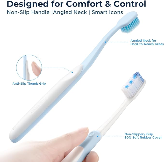 Soft Toothbrushes for Morning Freshness & Night Cleanliness -10000+ Soft Bristle Toothbrush for Sensitive Gums|Medium Toothbrushes for Deep Plaque Removal, Daily Clean & Weekly Brightening