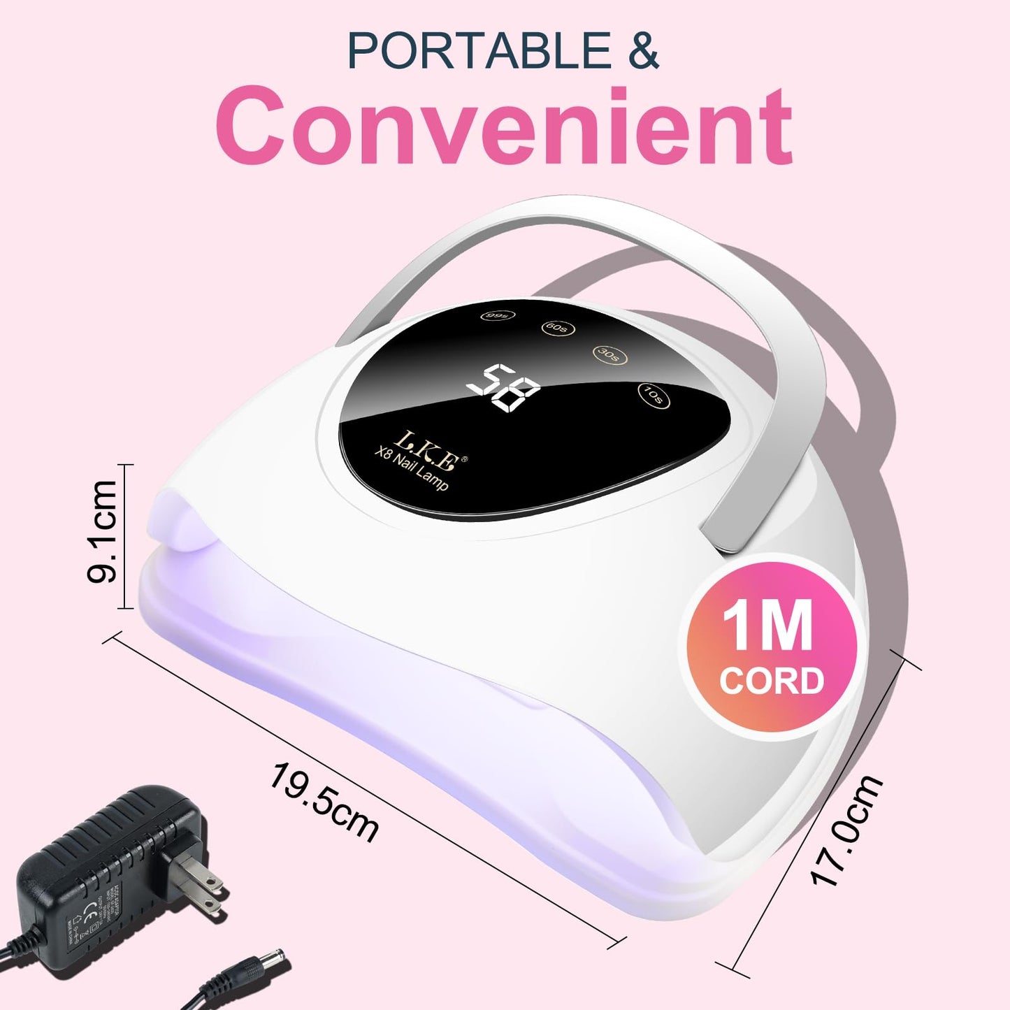 LKE LED Nail Lamp, UV Light for Gel Nails 150W Gel Nail Light with 4 Timer, 24Pcs Lamp Beads and Auto Sensor, Professional LED Nail Dryer for Home Salon Nail Art Tools
