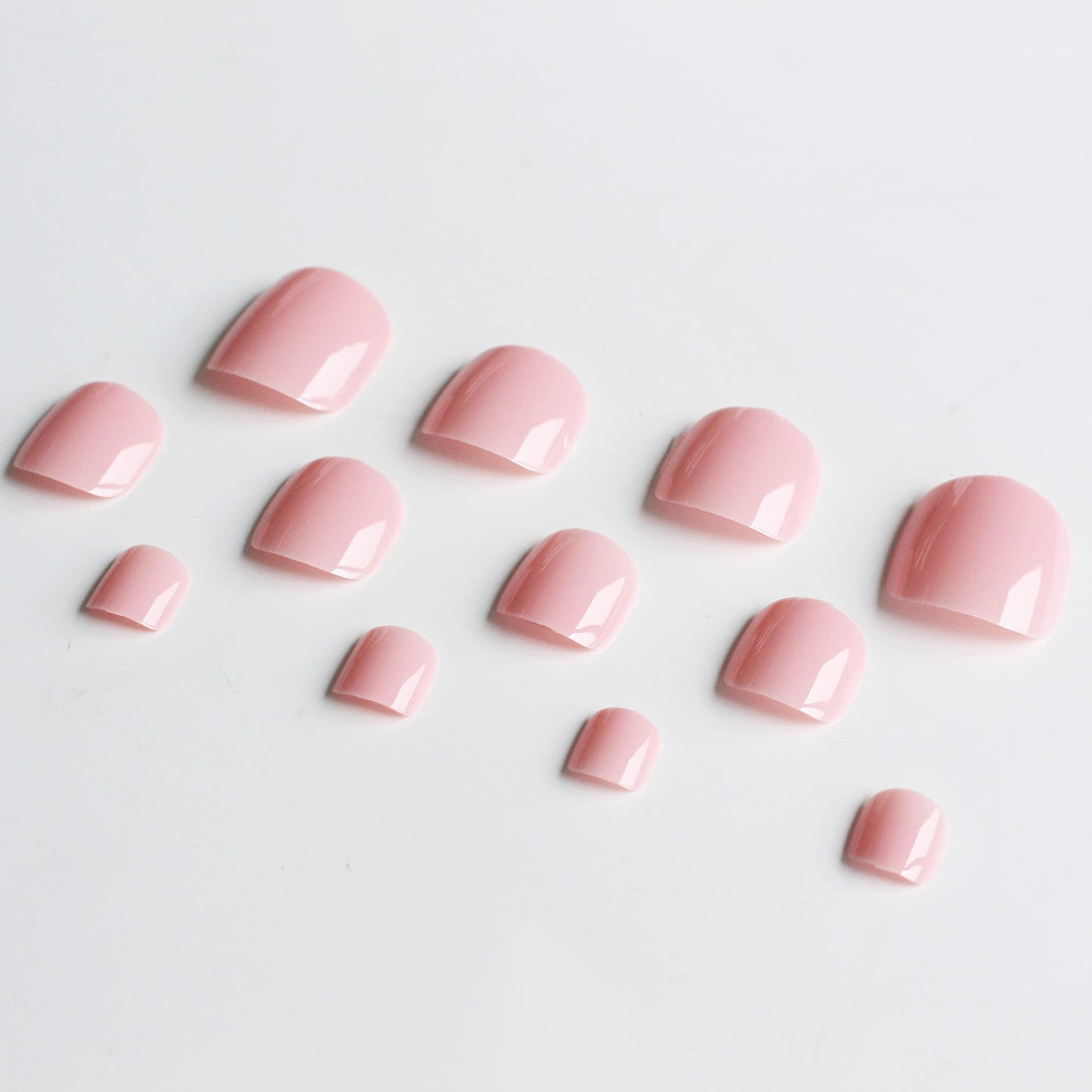 KXAMELIE Light Pink Press on Toes Short Square &Pastel Pink Press on Nails Medium Almond For Beach Party Daily Decoration in 72 PCS