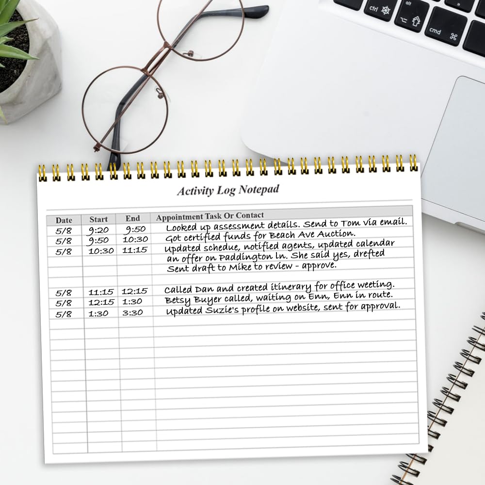 (2-Pack) Activity Log Notepad - Spiral Activity Log Book for Business Work, Undated Weekly To Do List Notepad, Organized Time Spending, Appointment or Contact, Total in 104 Sheets, 100gsm Paper, 8.5" x 11"