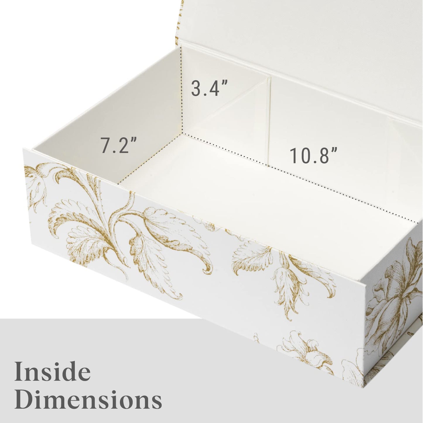 Sorarto Luxury Keepsake Gift Box | Gold Floral Decorative Boxes with Magnetic Lids for Presents, Wedding Memory Box, and Bridal Gifts. 11.5" x 7.5" x 3.5"
