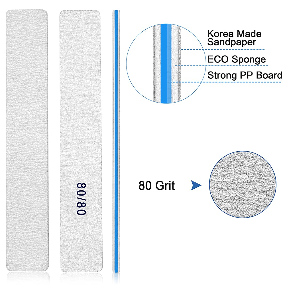 Nail Files 50pcs-Nail File 80/80 Grit for Acrylic Nails, Rough Nail Files Emery Boards for Artificial Nails, Fake Nails, Professional Double Sided Jumbo Zebra Nail File
