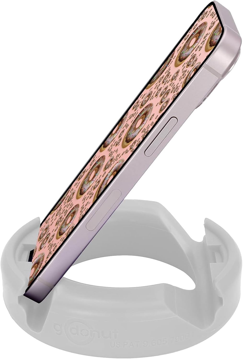 GoDonut – Phone Stand Original – Cell Phone Holder + Tablet Stand Desk Organizer – Compatible with Tablet, iPhone 16 15 14 Pro Max, Android & Most Smartphones - White