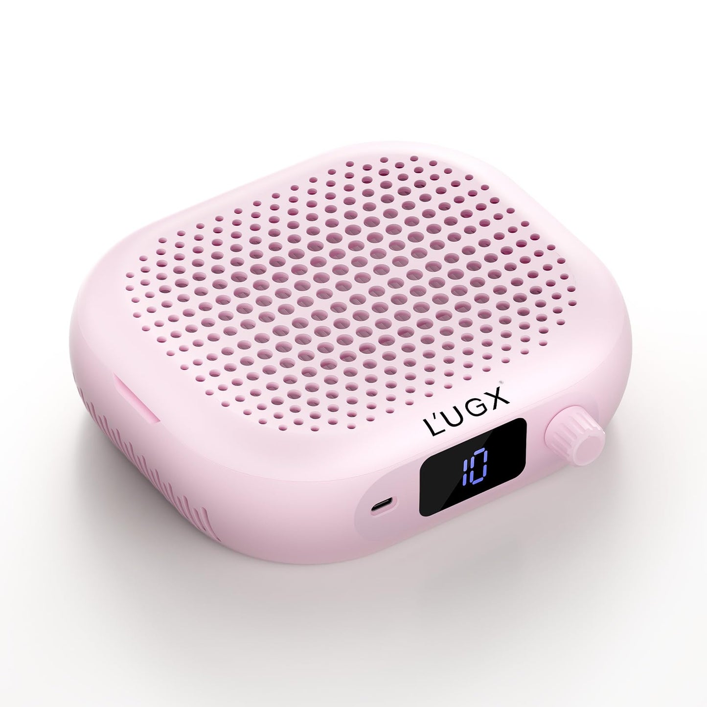 L'UGX Dust Collector Nail Tech – Compact Nail Dust Collector Profesional with Strong Suction, 10-Speed Turbo Fan, LED Display & Low Noise Nail Dust Cleaner for Home & Salon Use-Sakura Pink