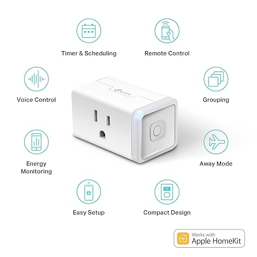Kasa Smart Plug Mini 15A, Apple HomeKit Supported, Smart Outlet Works with Siri, Alexa & Google Home, UL Certified, App Control, Scheduling, Timer, 2.4G WiFi Only, 4 Count (Pack of 1) (EP25P4), White
