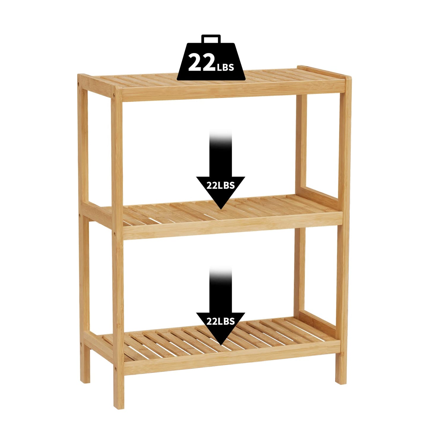Elepude Bamboo Bathroom Shelf, Stand Utility Storage Shelf Multifunctional Bathroom Kitchen Living Room Holder Plant Flower Stand (3-Tier)