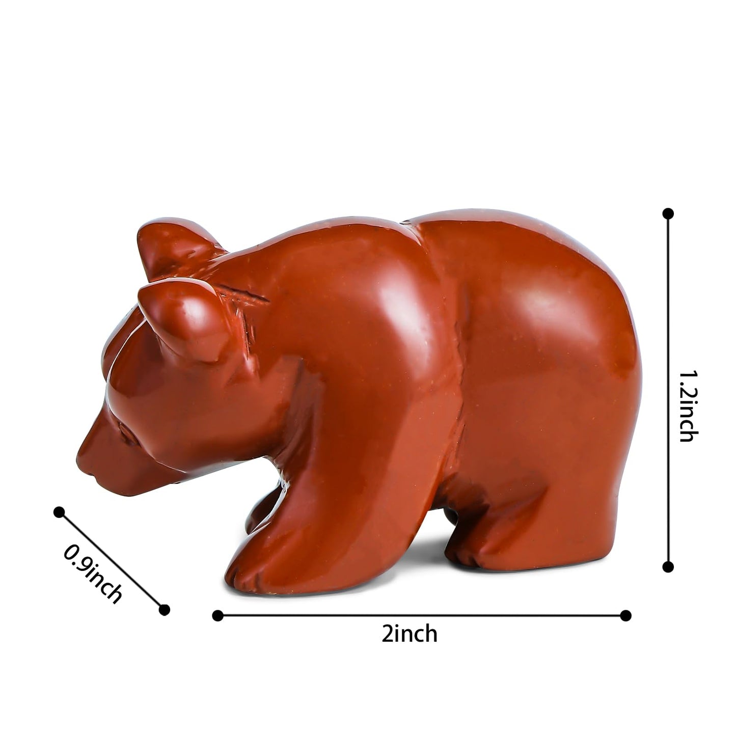 SMQ 2" Crystal Bear Statue, Natural Gemstone Handmade Figurine Sculpture, Healing Crystal Animal Stone Office Home Decor Collectibles Gift (Red Jasper)