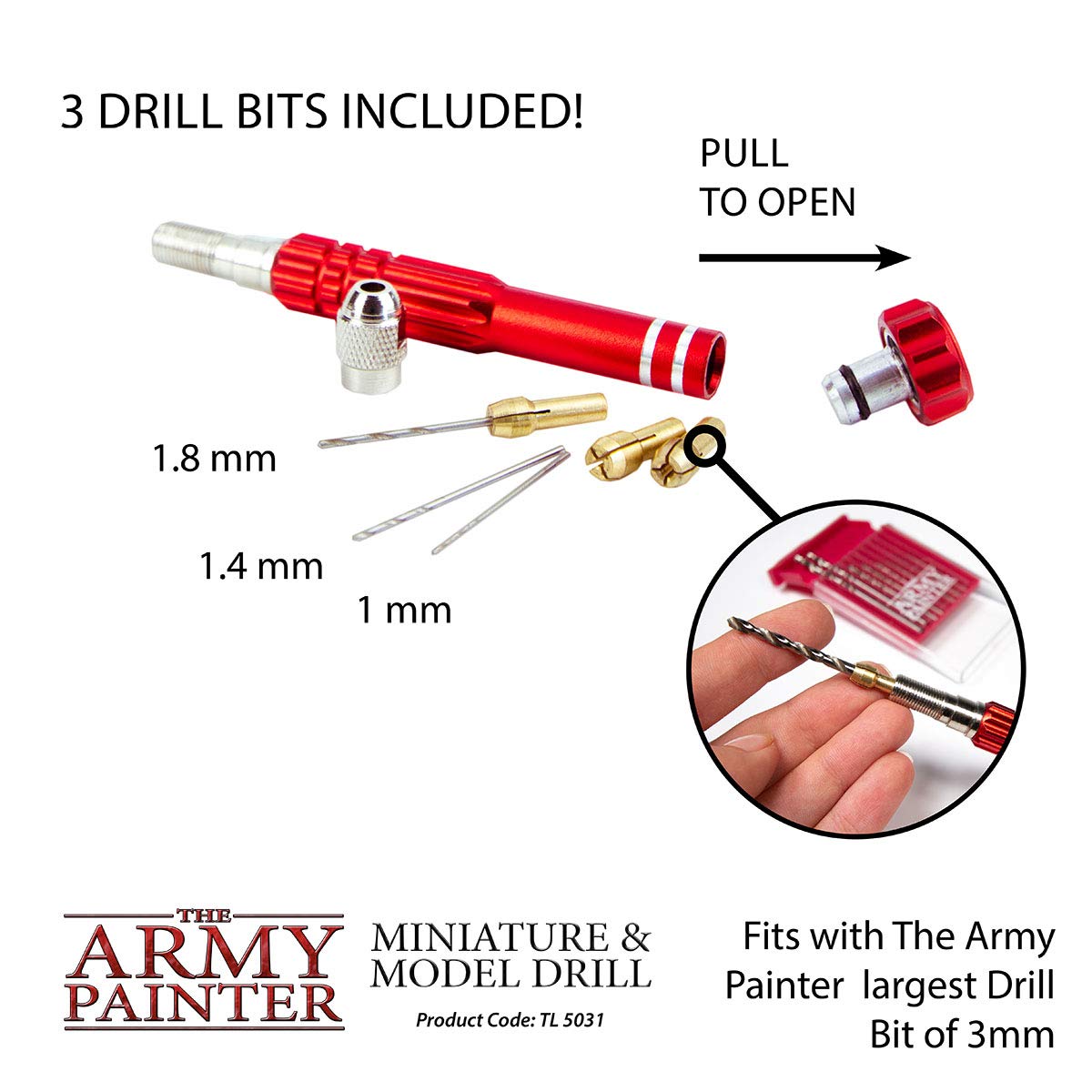 The Army Painter, Miniature & Model Drill - Pin Vise Hobby Drilling with Three Bits for Tabletop Roleplaying, Boardgames, and Wargames Miniature Modelling (Model Drill)