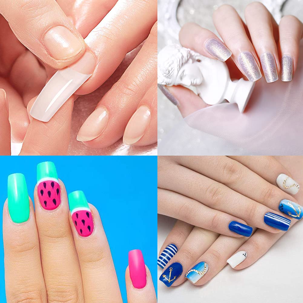Acrylic Nail Tips 500pcs Natural and 500pcs Clear Half Cover Artificial Natural French False Nails 10 Sizes with Box for Salons and Home DIY