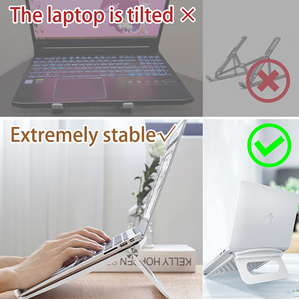 Brezze Letter Laptop Stand for Desk Stable Foldable Adjustable Multi-Angle Computer Desktop Holder Ventilated Lapdesks Riser for Mackbook, Lenovo, Dell, iPad, HP - Within 17' (Black)