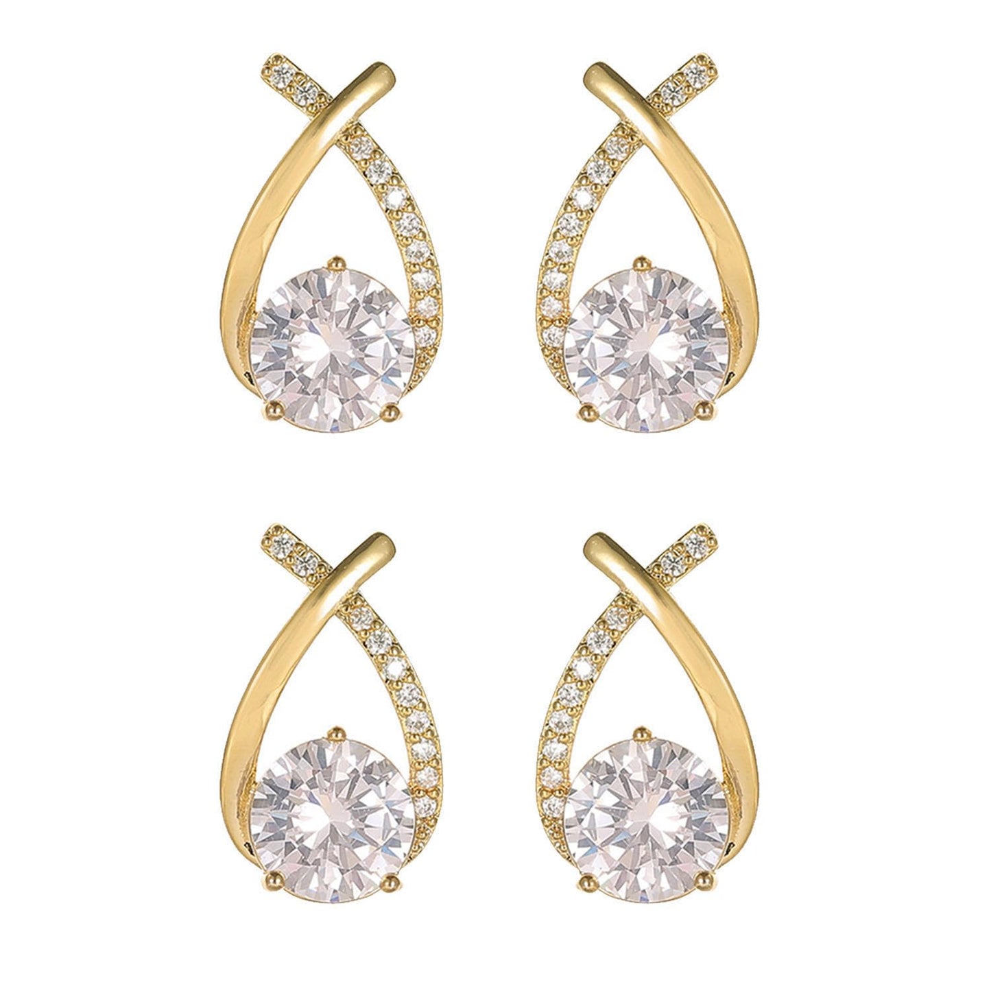 GLMOCM Lymphvity Germanium Earrings: Modern Hoops, Dangle, White Zircon Stones, Copper Metal, Push Back, Female, 1 Pair