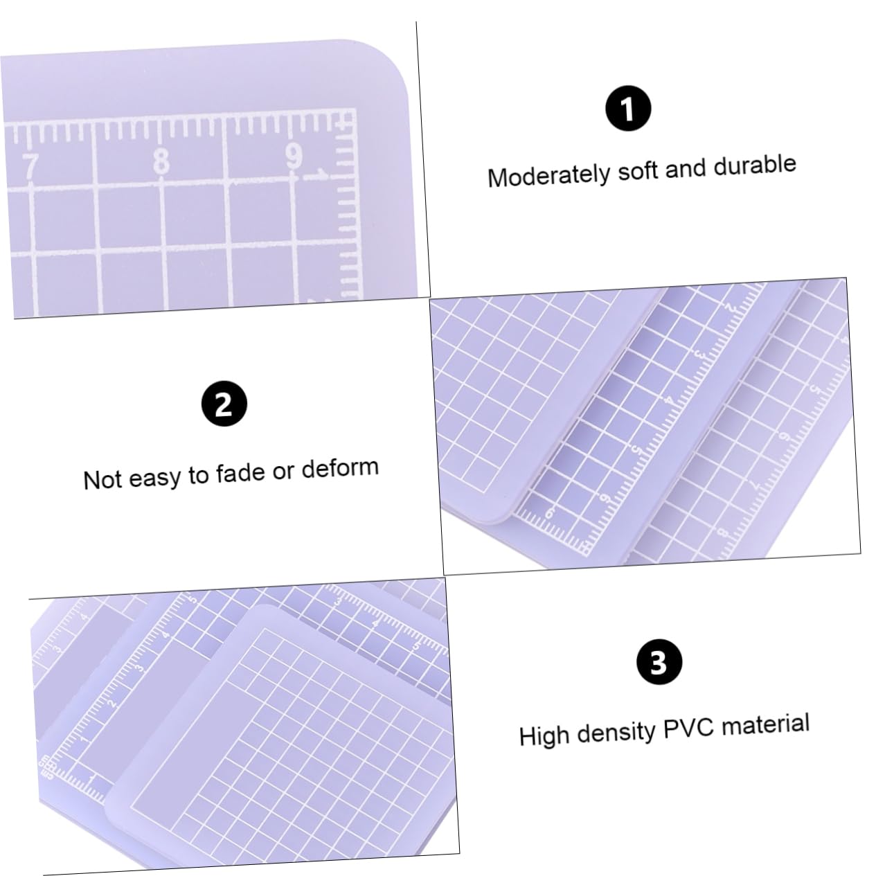ARTIBETTER 3pcs PVC Cutting Mat Translucent Grip Fabric Quilting Cut Mat Durable Non Slip Square Cutting Mat Pad for Scrapbooking Sewing 6x6cm 8x8cm 10x10cm
