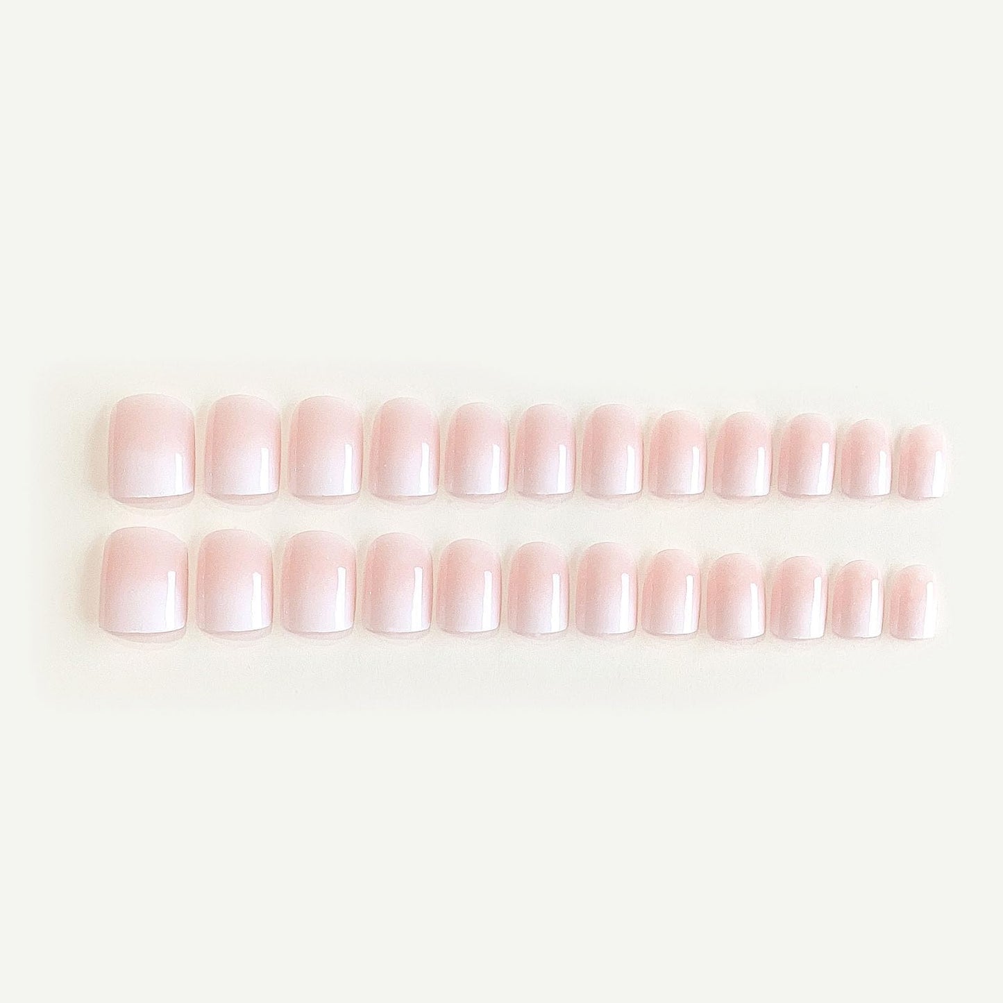 DANMANR Square Press on Nails Short Fake Nails French Acrylic Full Cover False Nails for Women and Girls 24PCS (White Pink)