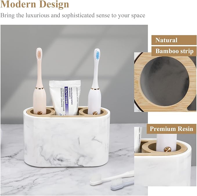 Shinowa Toothbrush Holder,Premium Toothbrush Organizer,Bathroom Storage Organizer for Electric Toothbrush, Toothpaste, Razor, Comb - Ink White