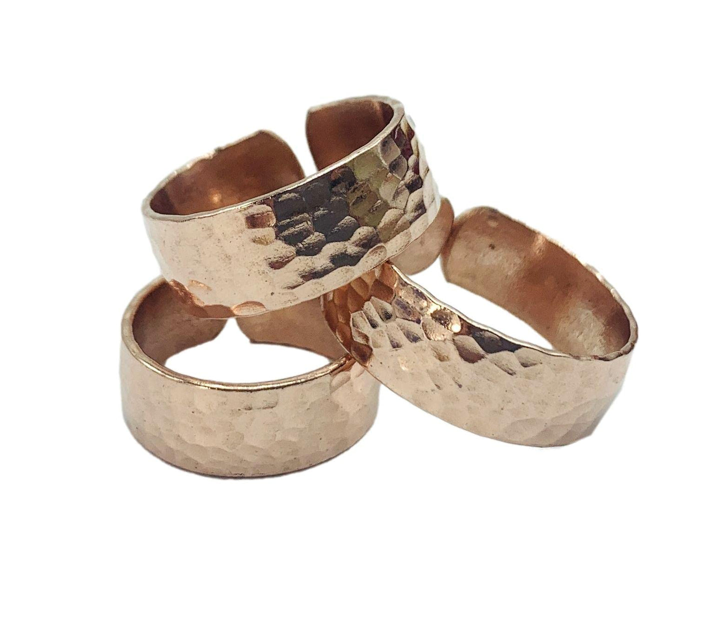 Set of 3 Hand Forged Pure Copper Rings. Made with 100% Pure Raw Untreated Copper. Tibetan Healing Medicine Ring Set. (Hammered)