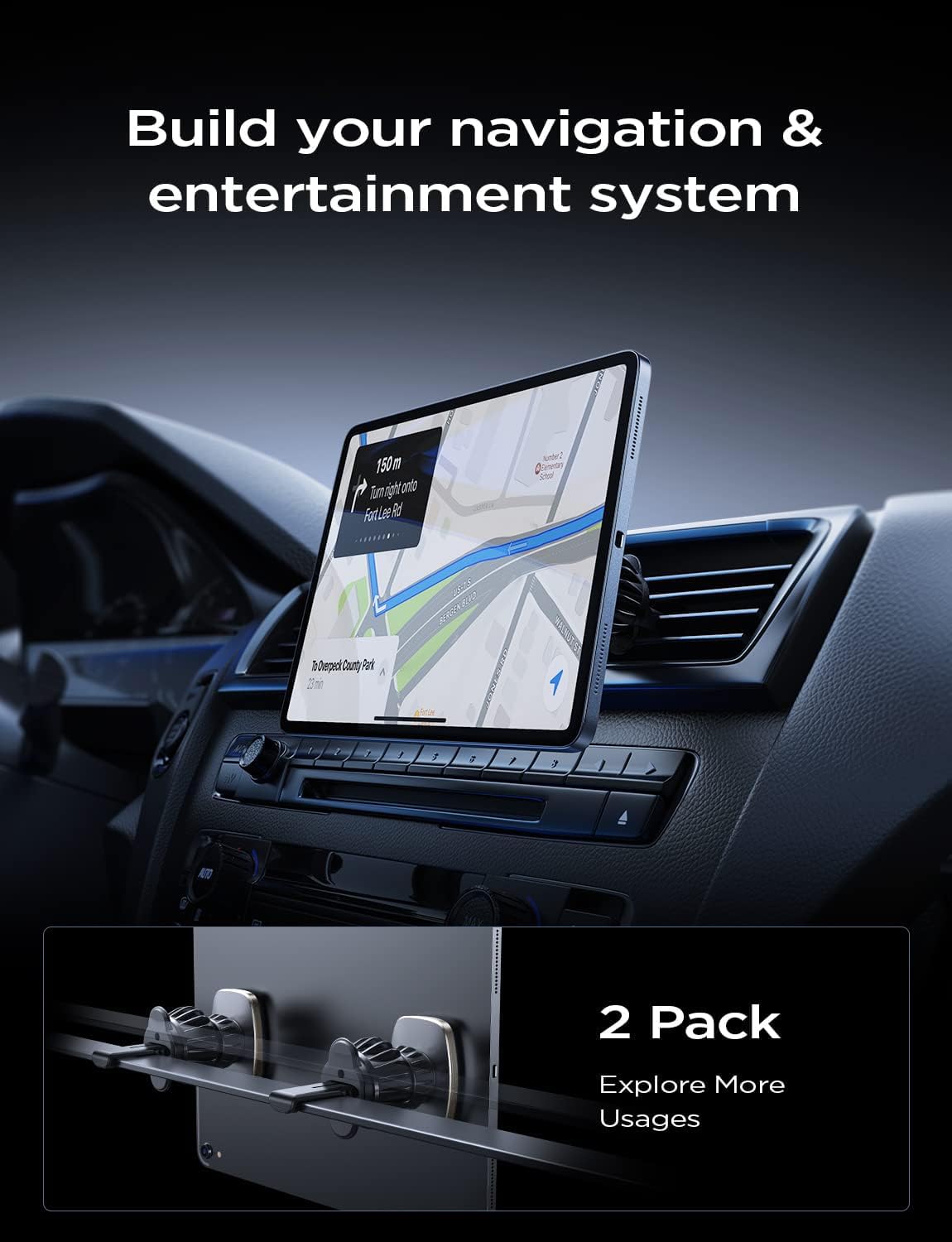 LISEN 2-Pack Magnetic Phone Holder for Car: 6 Military Magnets, Gold Vent Phone Mount