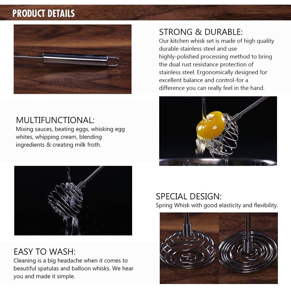 TAFOND Whisk, Stainless Steel Spring Whisk, Balloon Whisk Egg Beater for Blending, Whisking, Beating, or Stirring