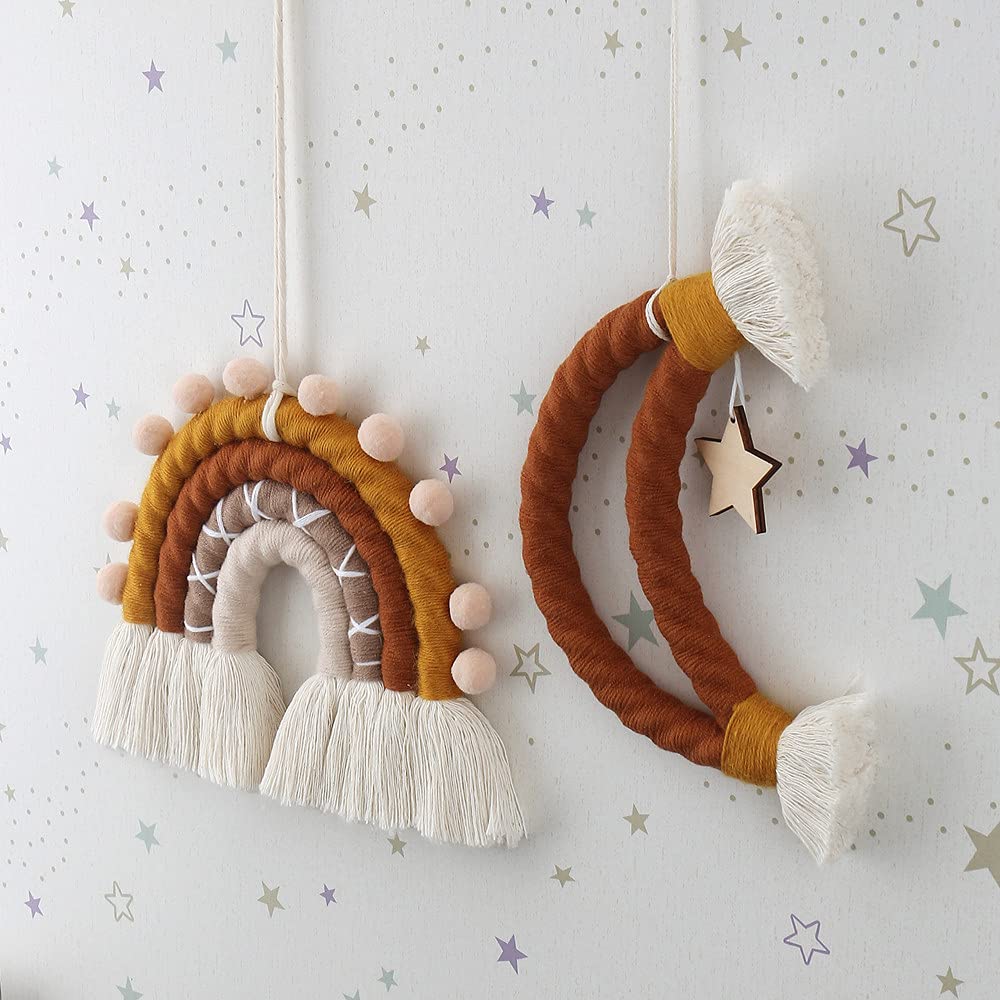 Handmade Macrame Rainbow Wall Decor for Nursery Kids Room Home Decor