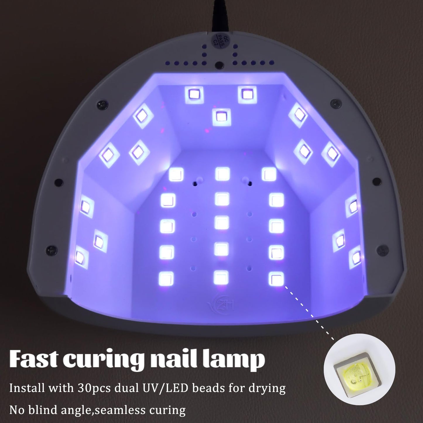 Fcozpjk UV LED Nail Lamp, 48W Nail Dryer for Gel Polish with 30 Beads 4 Timers Smart Sensor Fast Curing Home Manicure Professional Salon Nails Art Tools Supplies