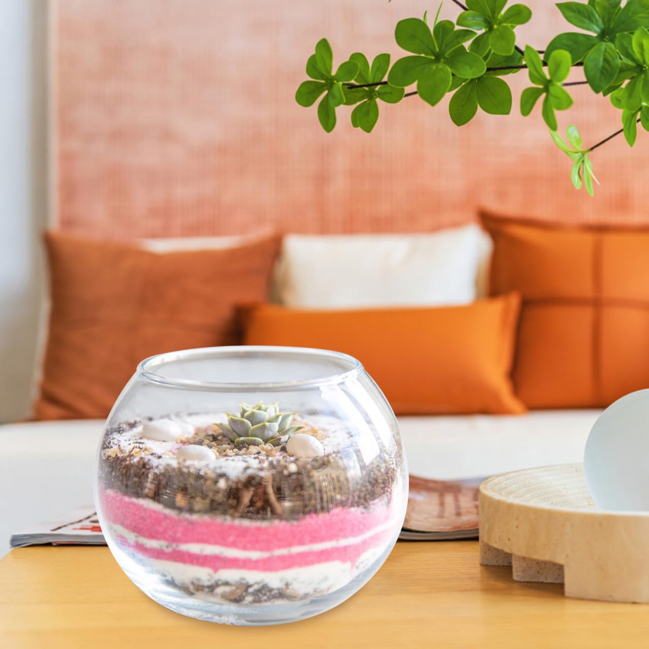 Zerodeko Transparent Glass Hydroponics Vase Smooth Rounded Decorative Flower Holder for Home Office Hotel Creative Terrarium Bowl for Plants and Fish Ornament