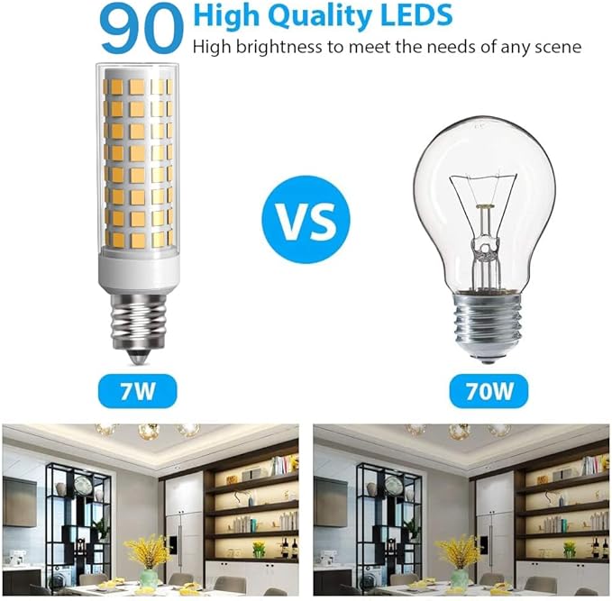 3 Pack E12 LED Candelabra C7 Chandelier C37 Fan Light Bulbs Kx-2000 Bulbrite Replacement, 7W Equivalent to 70W Incandescent, 700LM AC120V (Warm White 3000K)