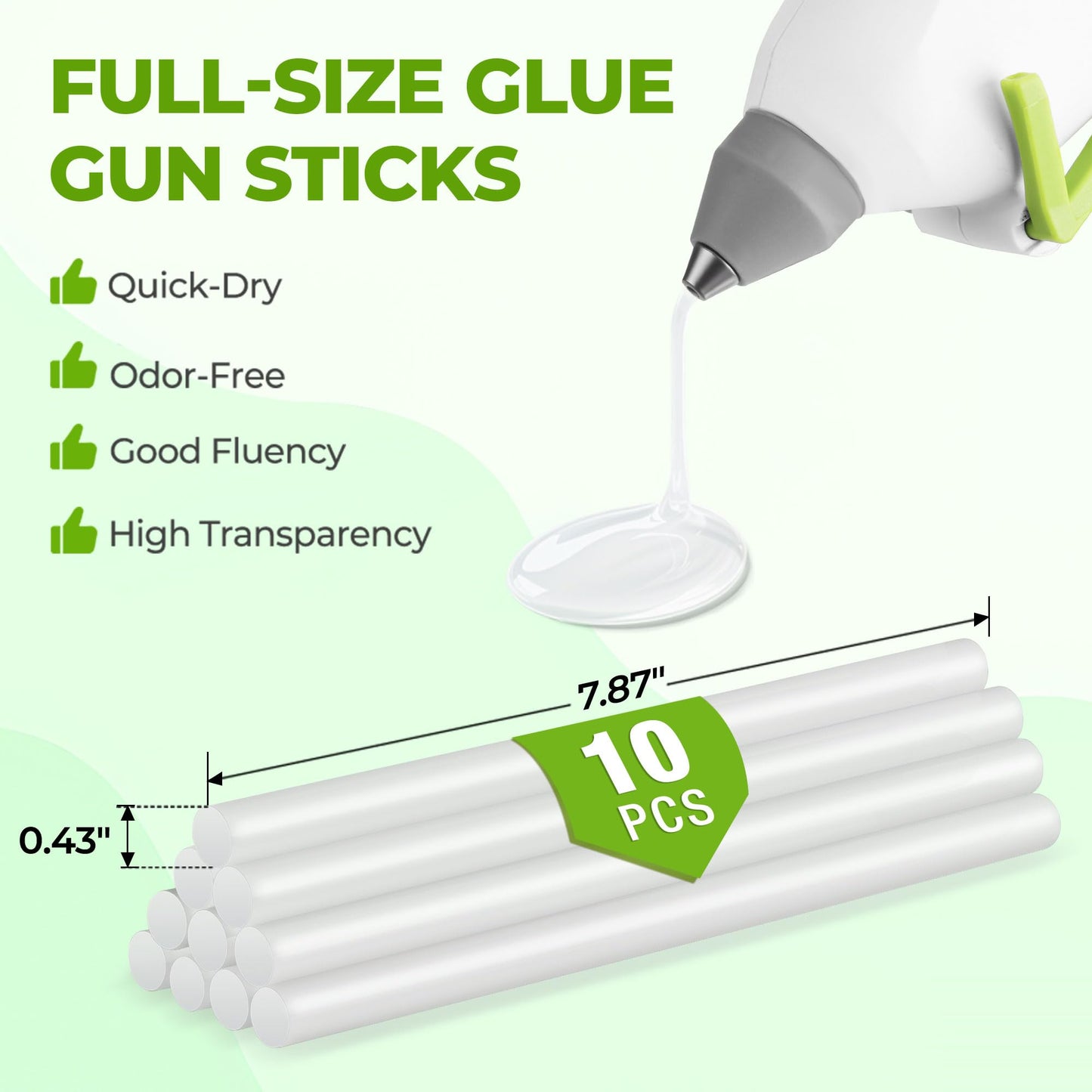 WORKPRO Hot Glue Gun Full Size - 60/100W Dual Temp Glue Gun and Sticks Set with 10 PCS Glue Sticks (7/16") - 90S Fast Preheating Hot Glue Gun Kit for Construction, Crafting, DIY and Repairs - White