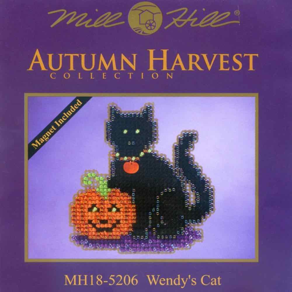 Wendy's Cat Beaded Halloween Counted Cross Stitch Kit Mill Hill 2015 Autumn Harvest MH185206