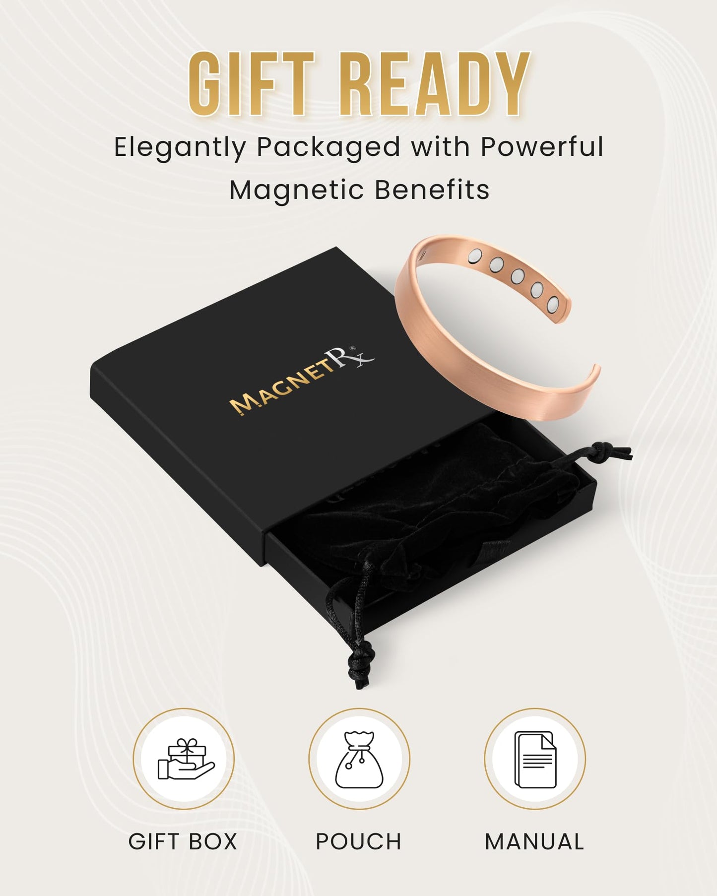 MagnetRX® Magnetic Copper Bracelet for Men & Women – Pure Copper Mens Bracelet or Cuff Bangle (Medium)