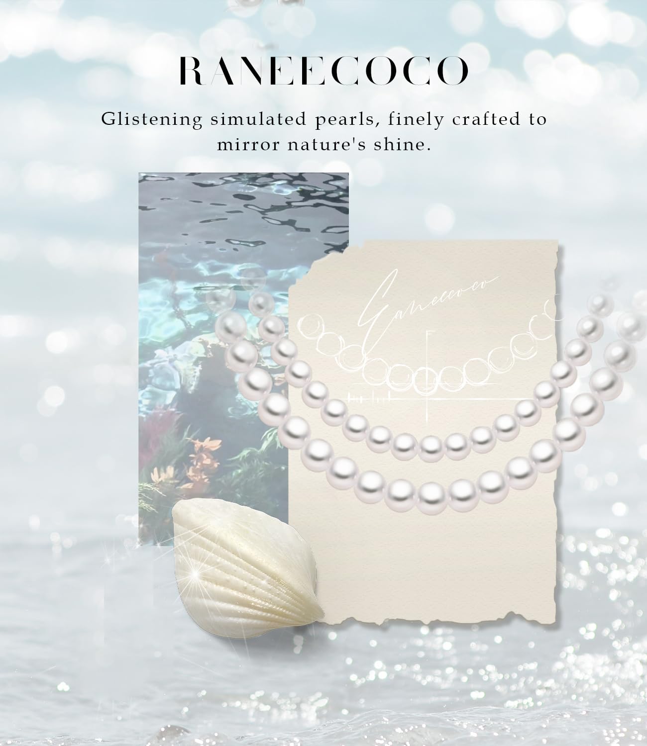 Raneecoco HYPER LUSTER Sterling Silver 10mm White Round Simulated Pearl Necklace for Women | Dainty 16 inch Pearl Choker Necklace | Gift Ready for Wedding