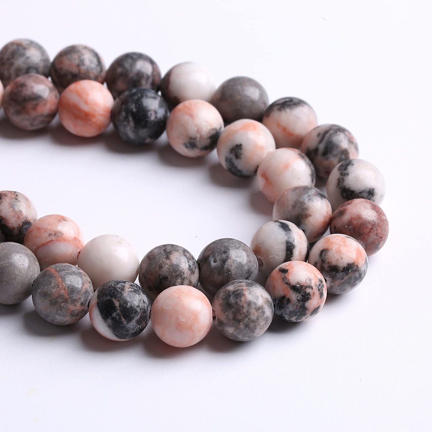8MM 45PCS Natural Stone Pink Zebra Jasper Loose Beads for Jewelry Making DIY Bracelet Necklace