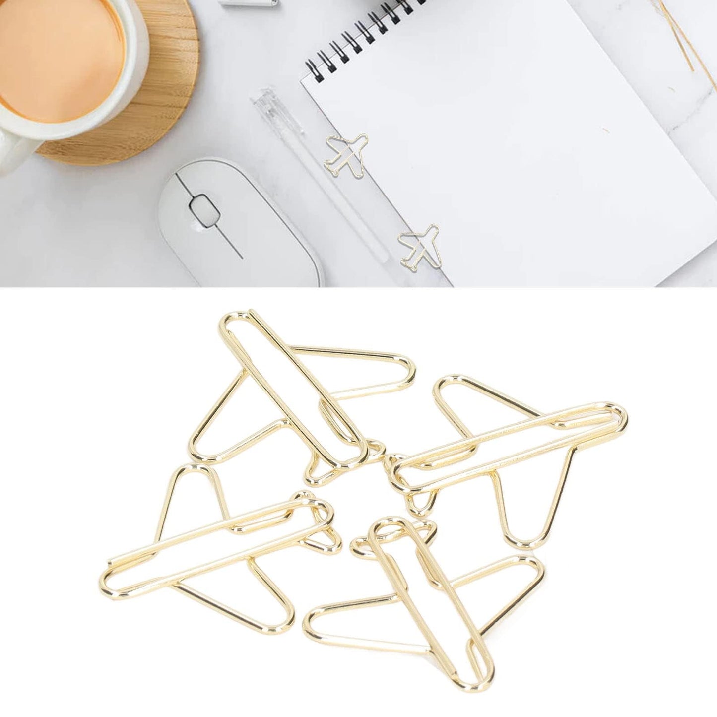 100Pcs Airplane Shape Paper Clips, Mini Cute Metal Paperclips, Funny Decorative Bookmarks Planner Clips with Storage Box Portable Office Supplies for College Teachers Students – Desk Accessories