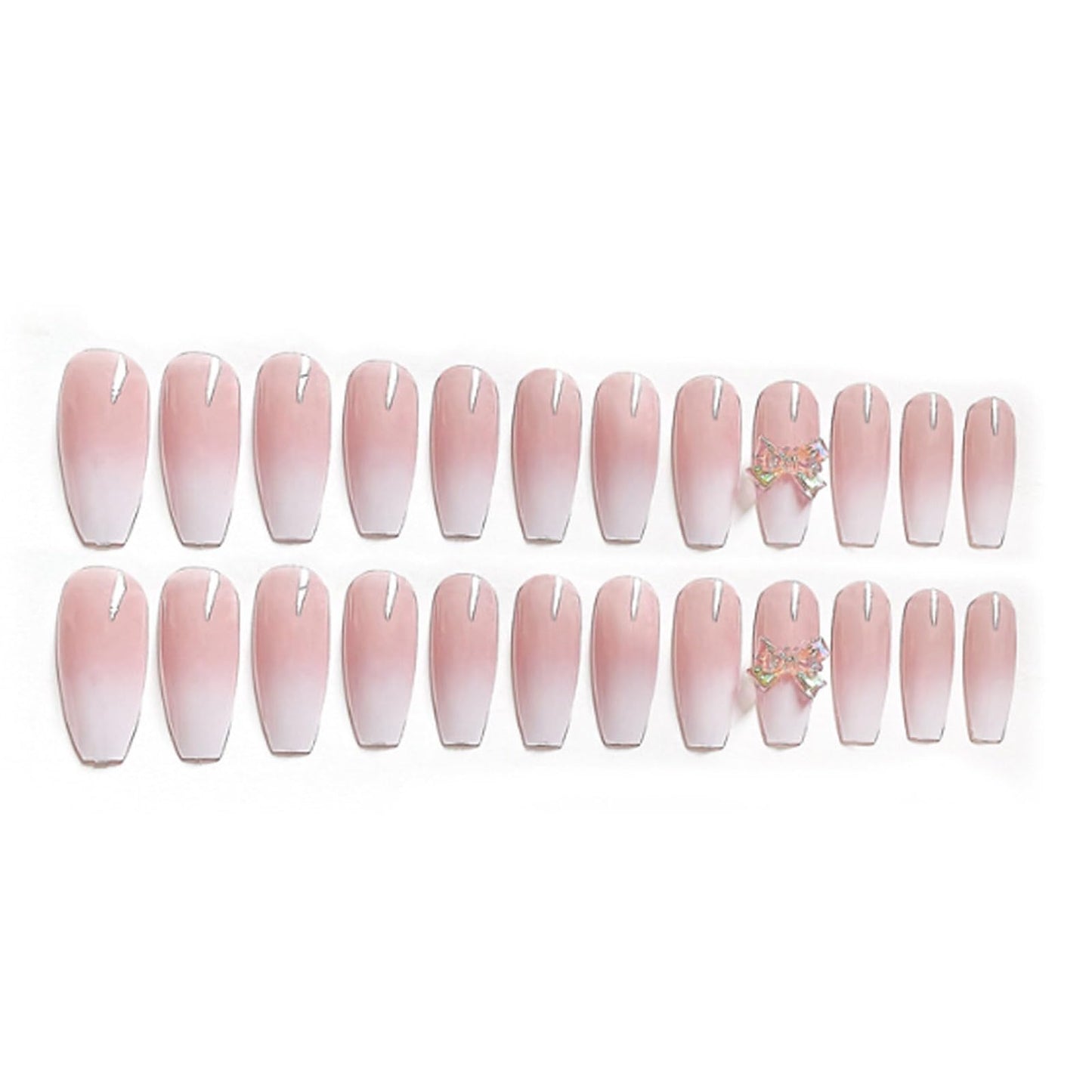 Hkanlre 3D Press on Nails Medium Fake Coffin Nails Tips Full Cover Luxury False Nails for Women and Girls 24PCS