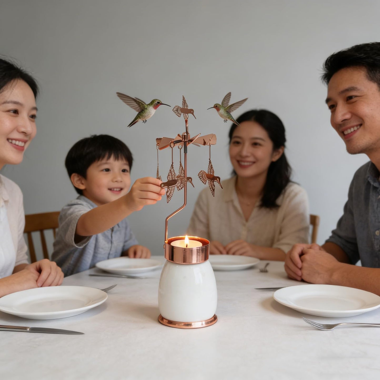 kingnero Rotary Candle Holder Spinning Candleholder Tea Light Candle Powered Carousel Small Gift (Hummingbird)