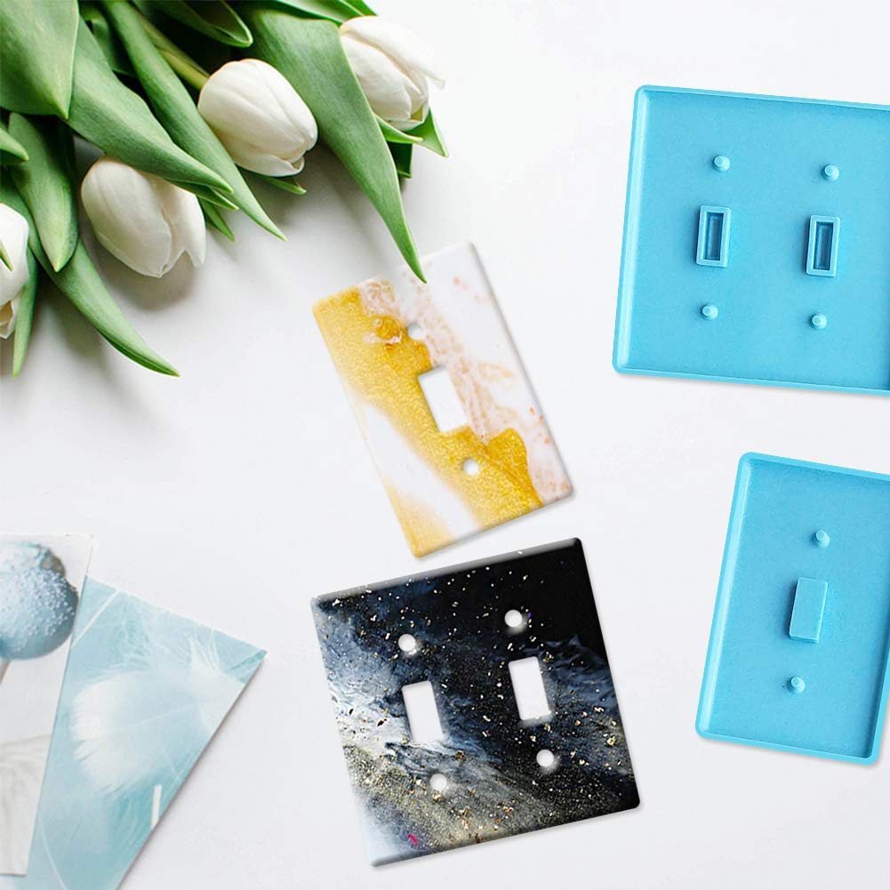 Terriyang 7Pcs Light Switch Cover Resin Molds,Switch Socket Panel Plaster Mold for Epoxy Resin,Switch Plate Silicone Mould Outlet Cover Molds for DIY Crafts Making Home Decor