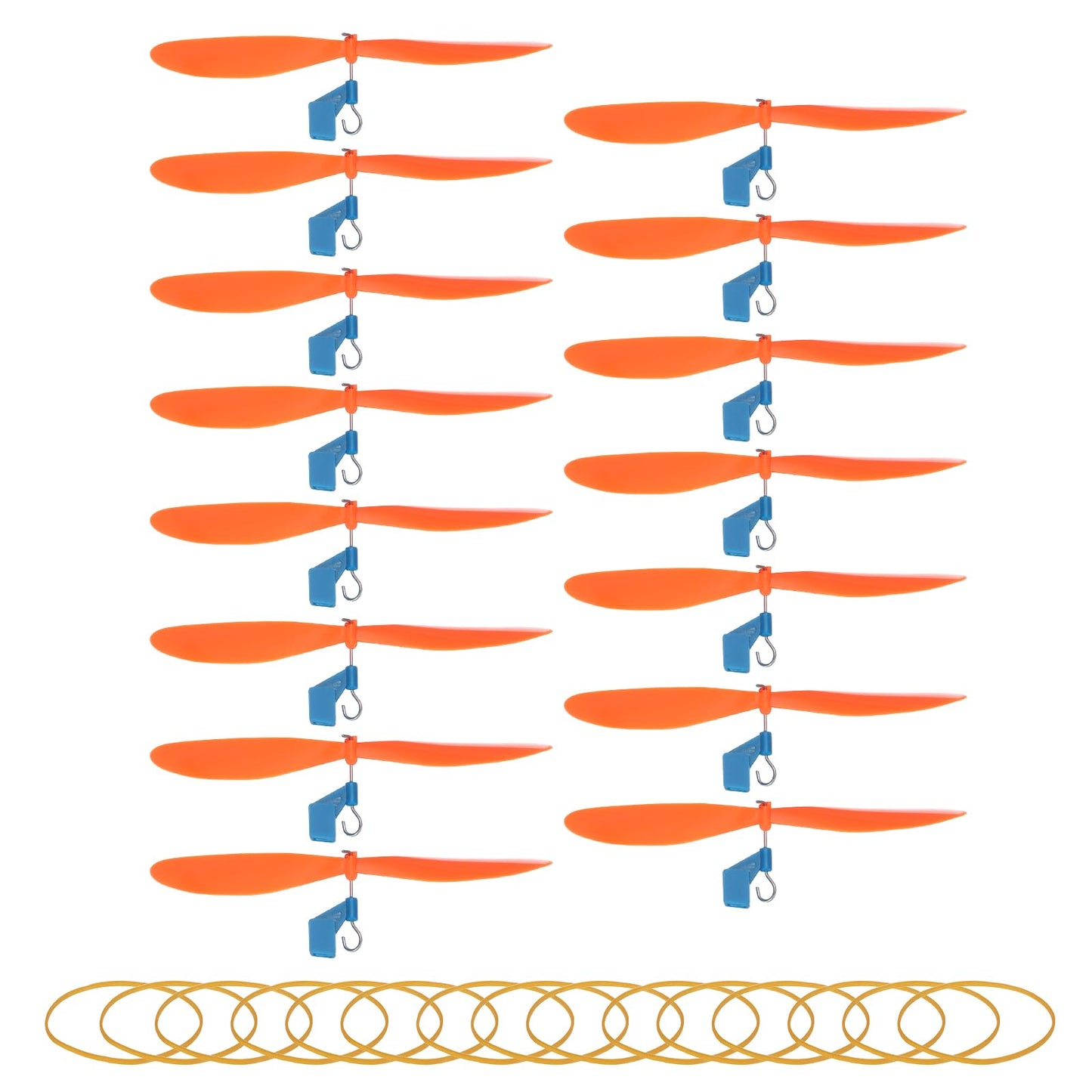 MECCANIXITY Plastic Propeller, Propeller Props Blade with Rubber Band Hooks Helicopter Kit 5" Fold Resistant for STEM Activities Powered Airplanes DIY Science(Orange, Pack of 15)