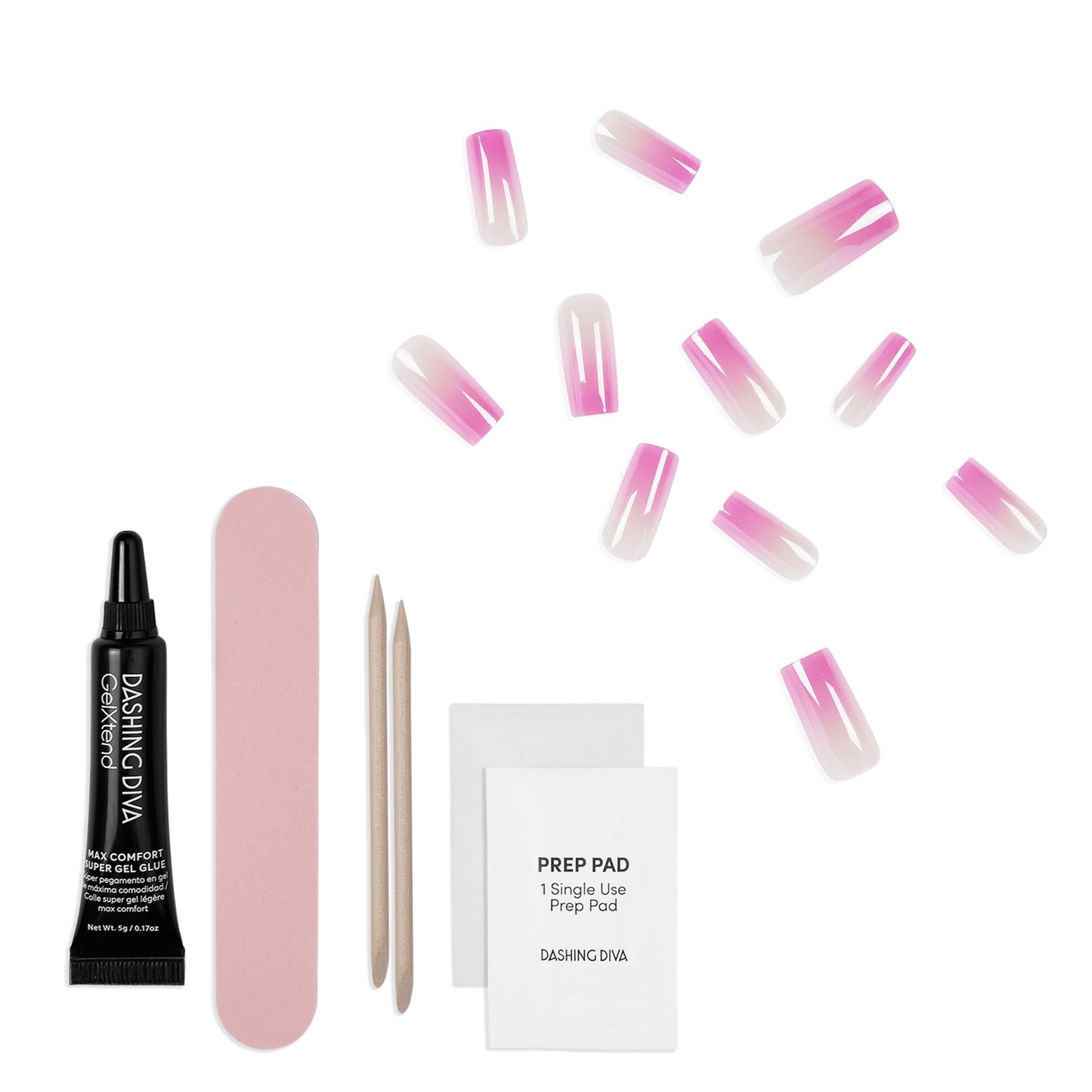 Dashing Diva GelXtend Design & Removal Kit - Nail Tips & Magic Off+ Remover - Acrylic Nails with LED Glue - Lasts Up to 14 Days - Press On Remover with Niacinamide and Castor Oil - Pitaya Punch