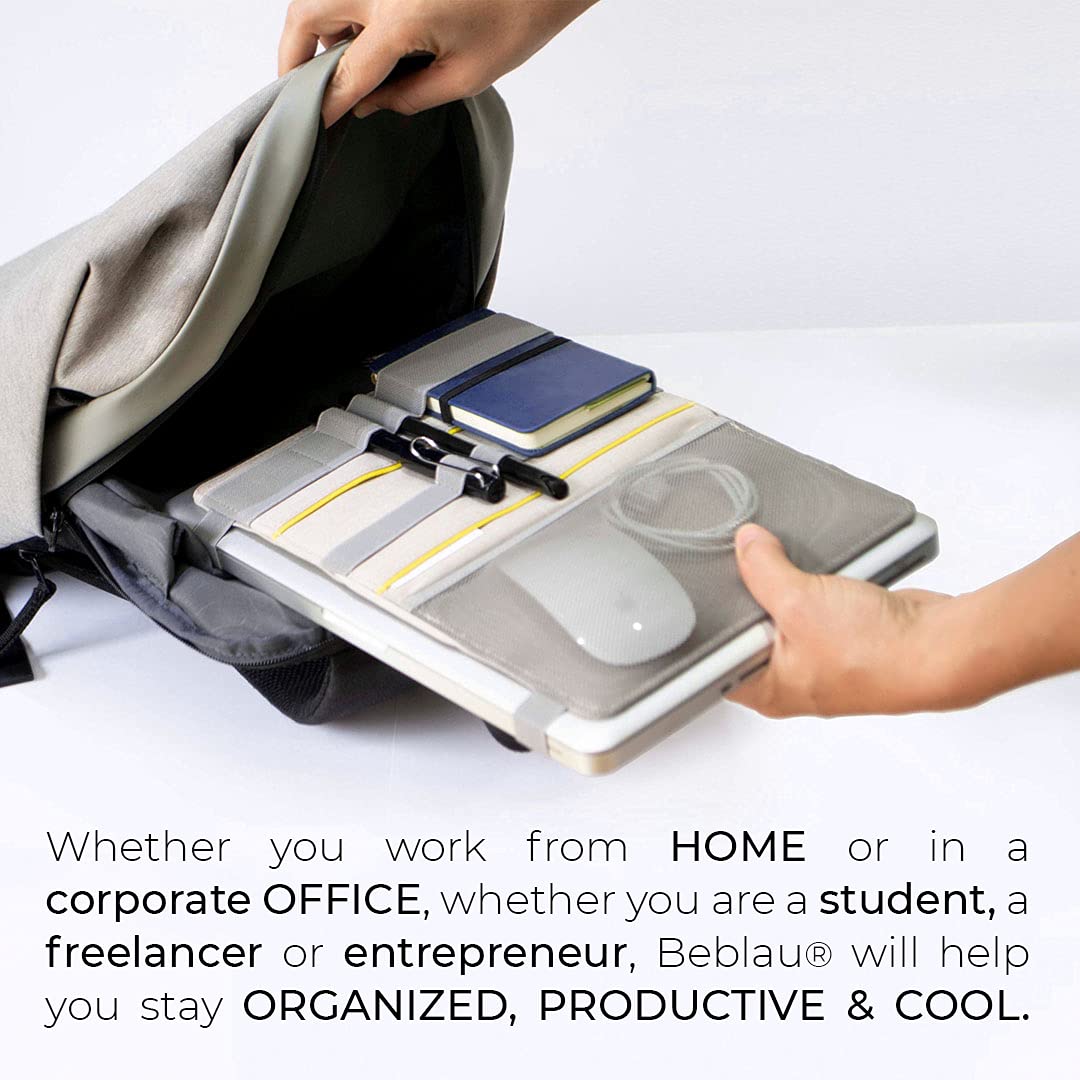 Beblau FOLD Portable Electronic Organizer – Attachable Device & Desktop Accessory | Office & Home Organizer | Fits 13"-15" Laptops & A4 Notebooks | Backpack Insert | Personal organizer