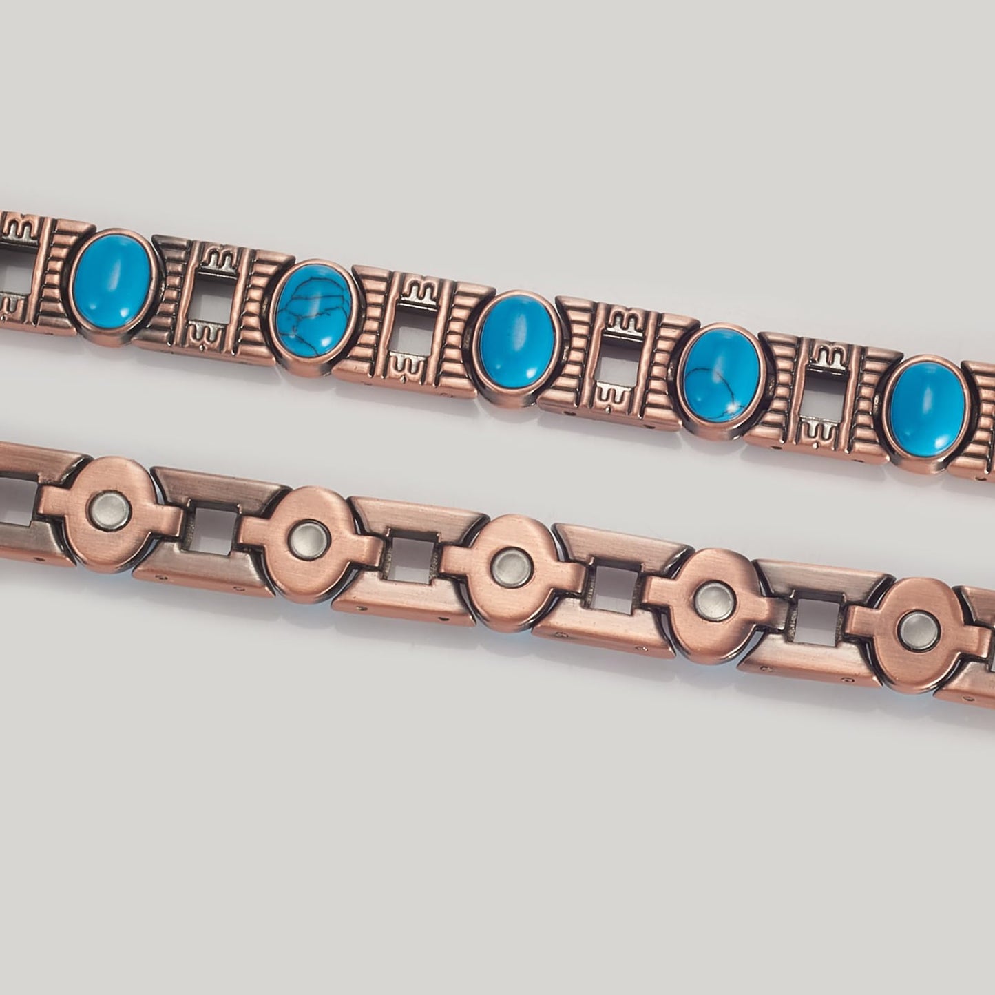 EnerCoppeX Copper Magnetic Bracelet for Women - Turquoize Detox Jewelry with 3500 Gauss Magnet (H)