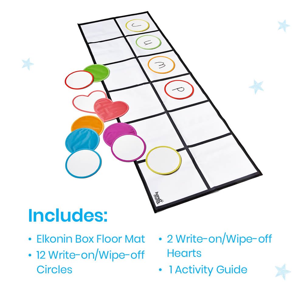 hand2mind Elkonin Box Floor Mat Activity Set, Phonemic Awareness, Phonics Games, Science of Reading Classroom Materials, Toddler Gross Motor Toys, Kids Active Play, Preschool Classroom Must Haves
