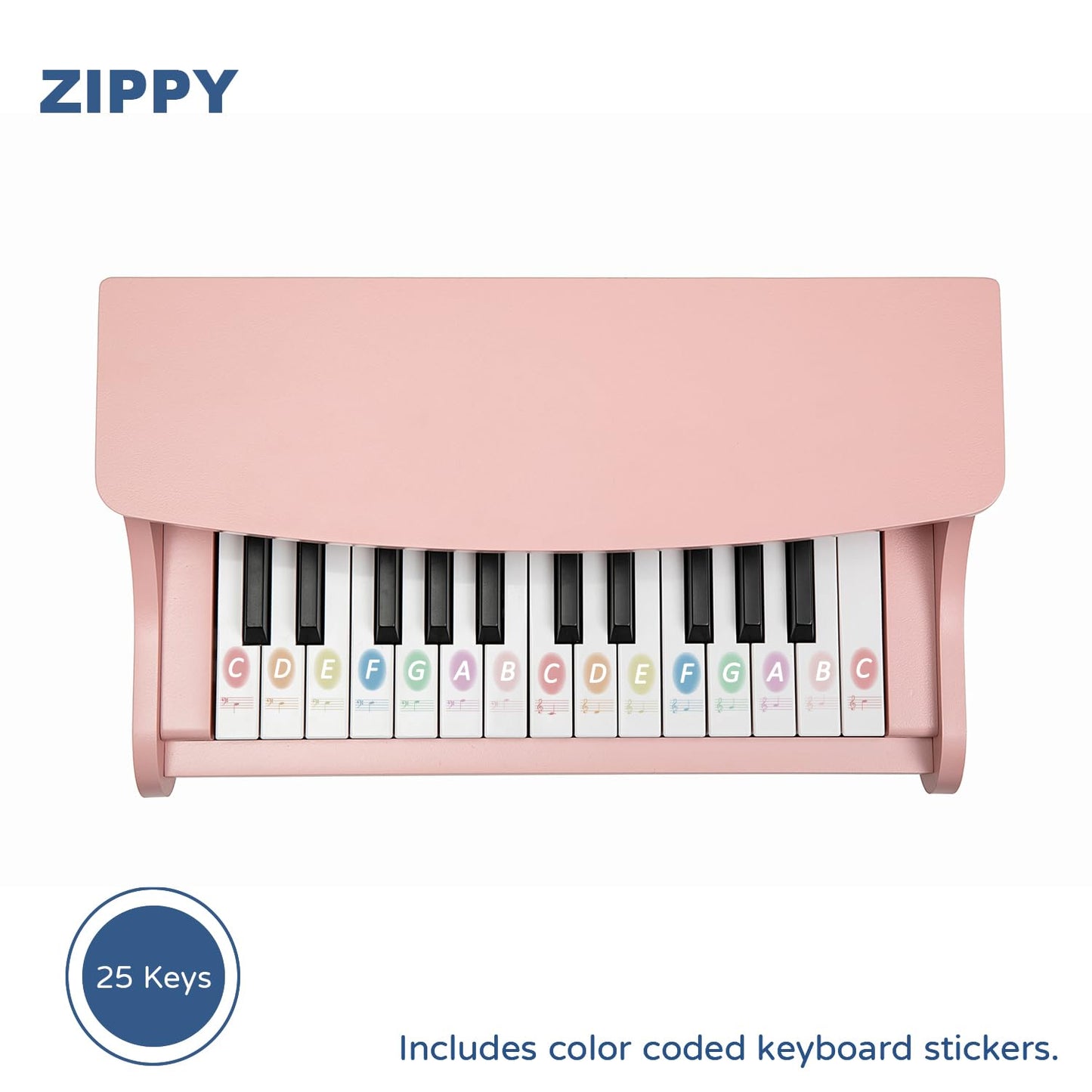 ZIPPY Kids Piano Keyboard, 25 Keys Digital Piano for Kids, Mini Music Educational Instrument Toy, Wood Toy for Toddlers Girls Boys (Pink)