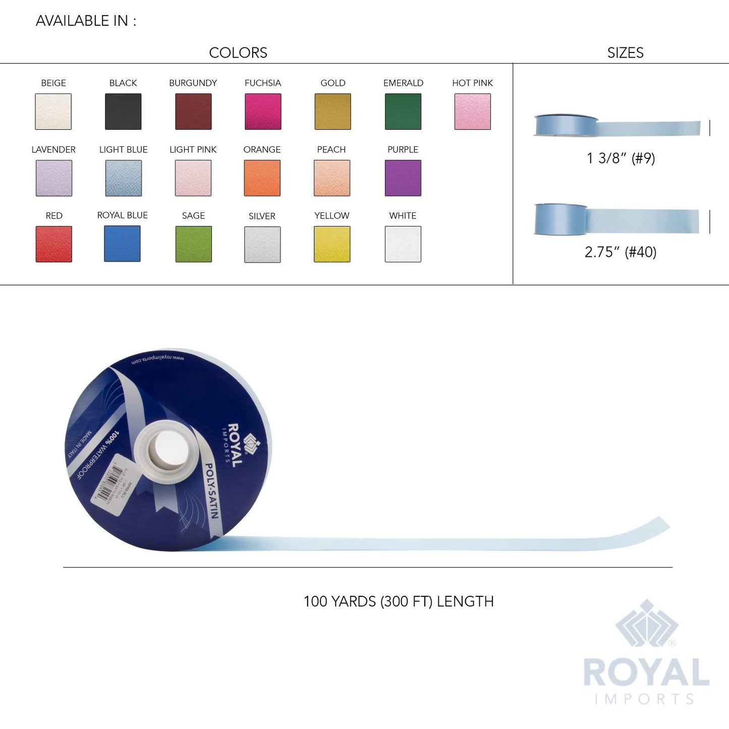 Royal Imports Red Satin Ribbon 2.75 Inch (#40), 100 Yards – Poly Satin Ribbon for Flower Bouquets, Crafts & Gift Wrapping – Made in Italy